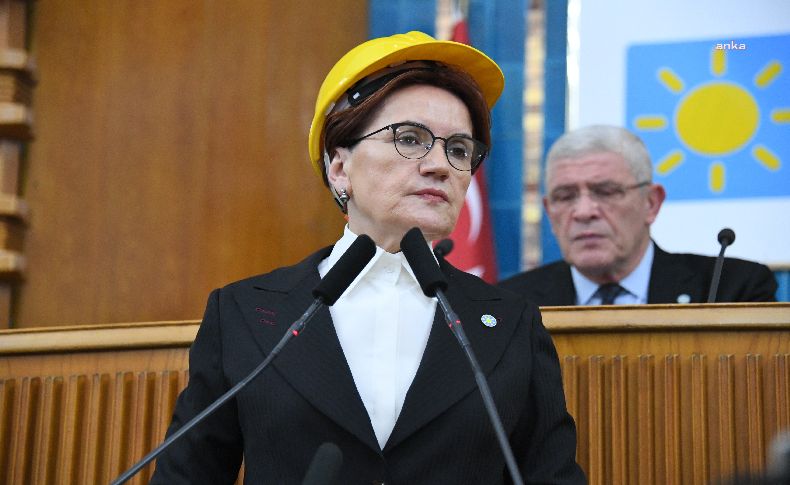 Akşener, kürsüye madenci baretiyle çıktı!