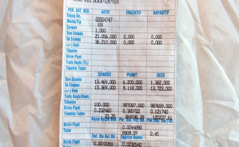 3 kişilik aileye 725 bin TL elektrik faturası geldi