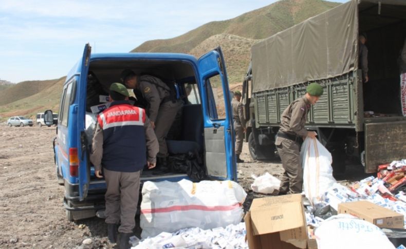 500 bin paket gümrük kaçağı sigara imha edildi