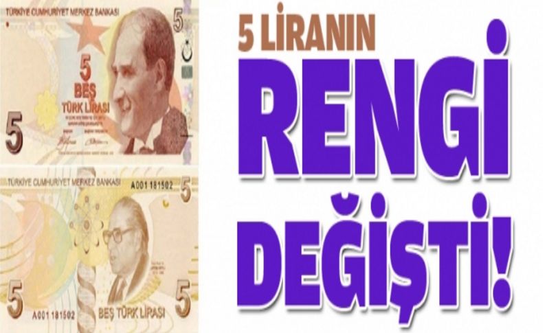 5 liralık banknotların rengi değişti