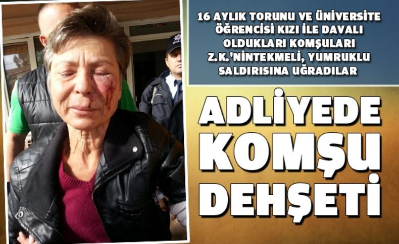 Adliyede koridorunda kadına dayak