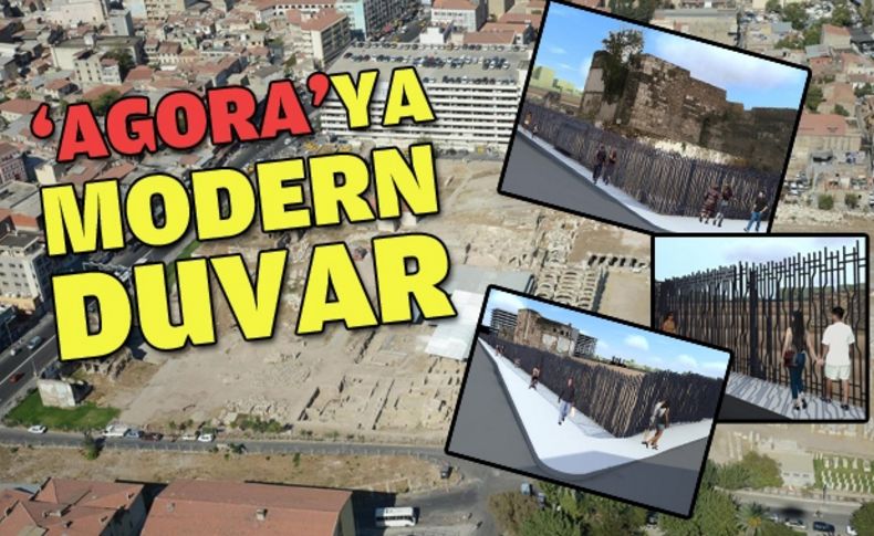 Agora'ya 3 metre yüksekliğinde 810 metre uzunluğunda duvar