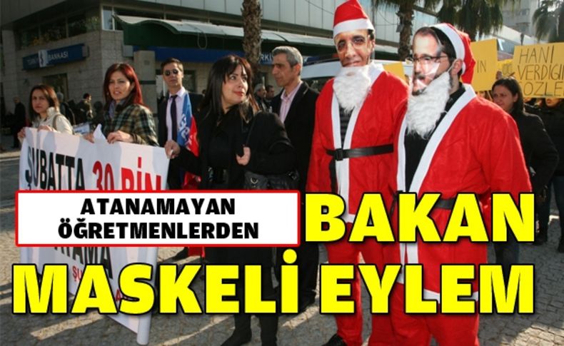 Atanamayan öğretmenlerden  bakan maskeli eylem