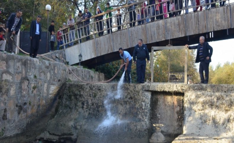 Binlerce balık itfaiye suyuyla kurtarıldı