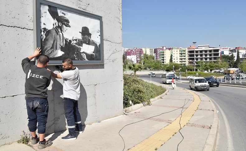 Bornova'da tugay duvarına Atatürk posterleri