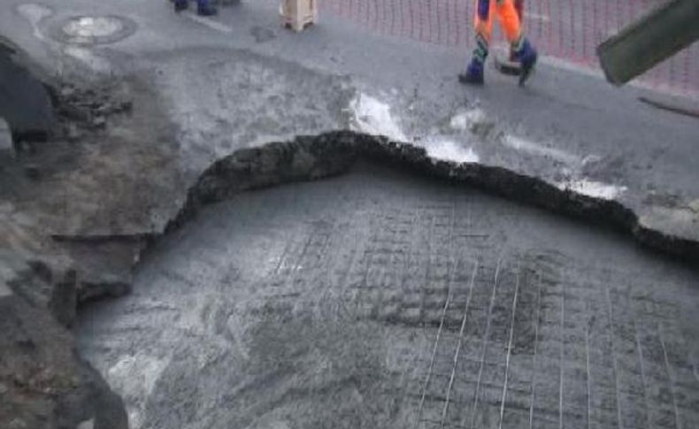 Etiler'de Yol Çöktü