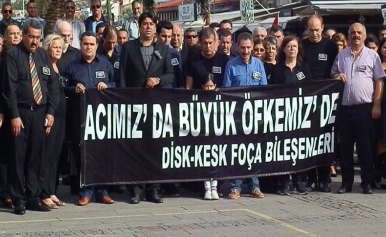 Foça'da grev terör protestosuyla başladı