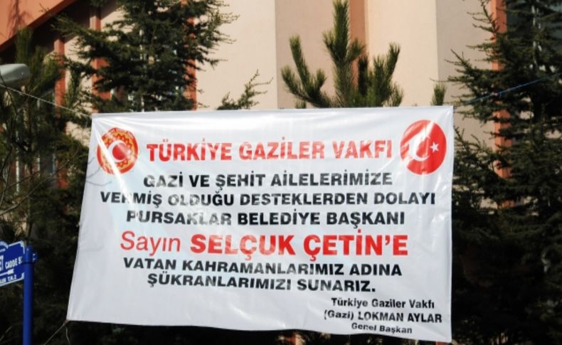 Gazilerden pankartlı teşekkür