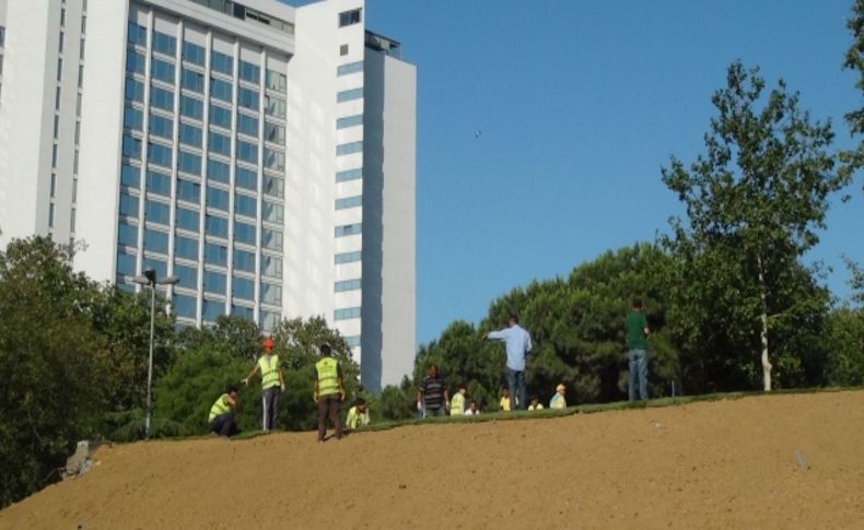 Gezi Parkı'na ilave edilen alan da ağaçlandırılıyor