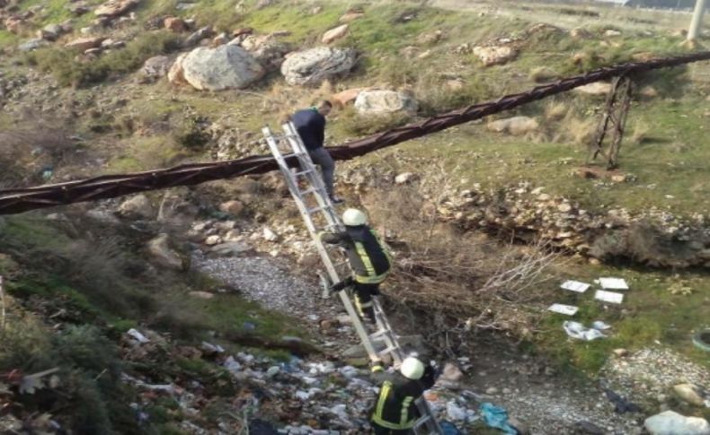 İddia uğruna mahsur kaldı, itfaiye kurtardı