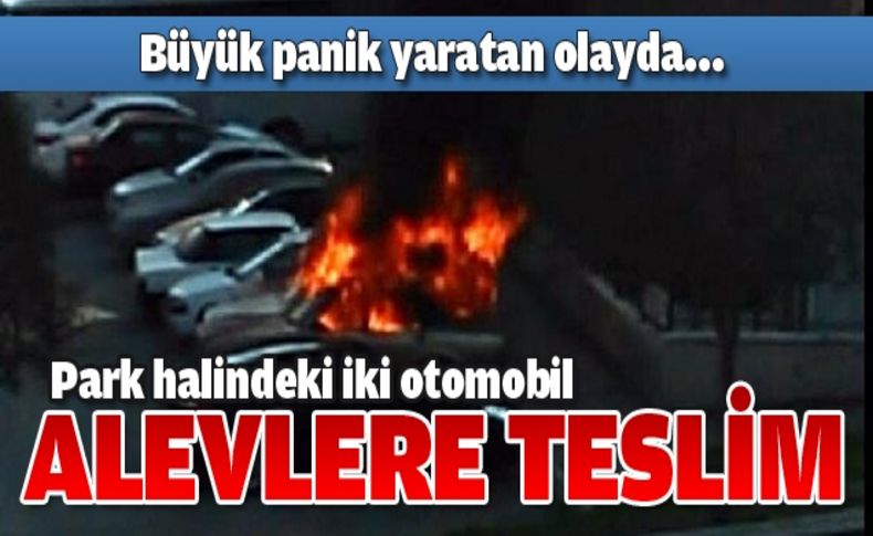 İki otomobil alev alev yandı