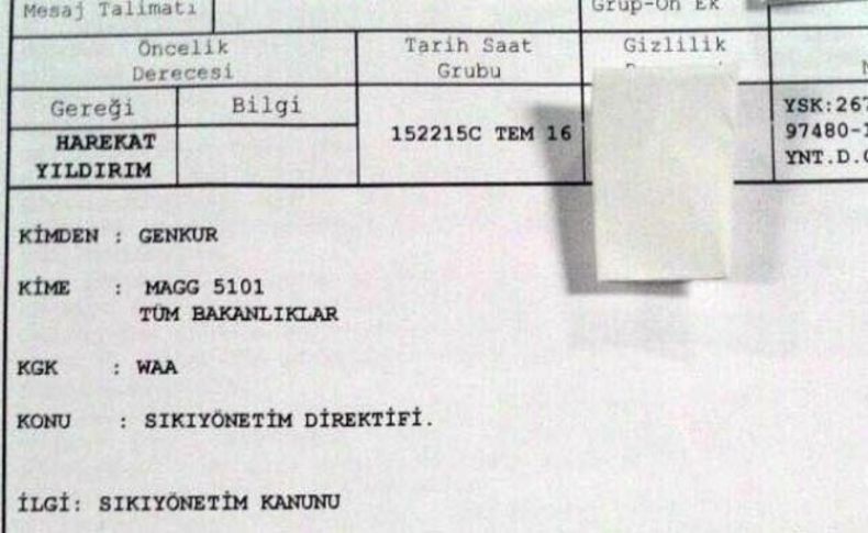 İşte darbe girişiminin belgesi