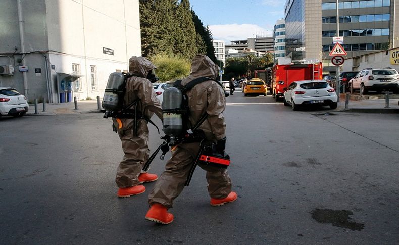 İzmir'de diş protez laboratuvarında yere dökülen sıvı endişe yarattı