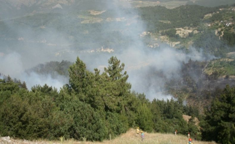 İzmir-Manisa yolunu kapatan yangın hala söndürülemedi