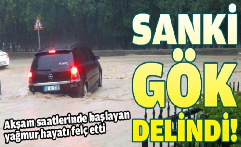 İzmir’de sağanak yağmur havayı erkenden kararttı