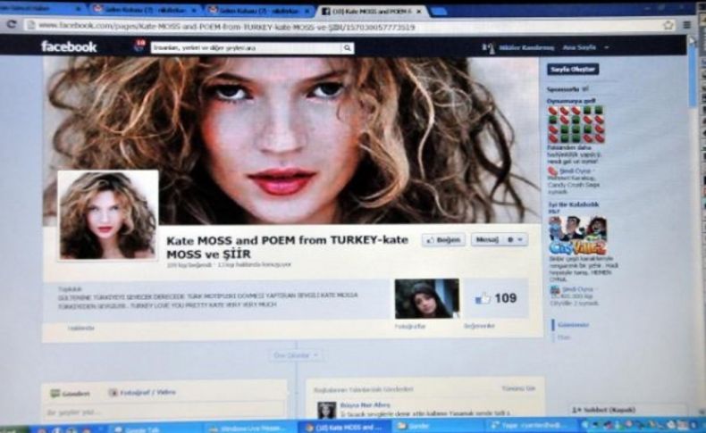 Kate Moss sevgisi Facebook'ta
