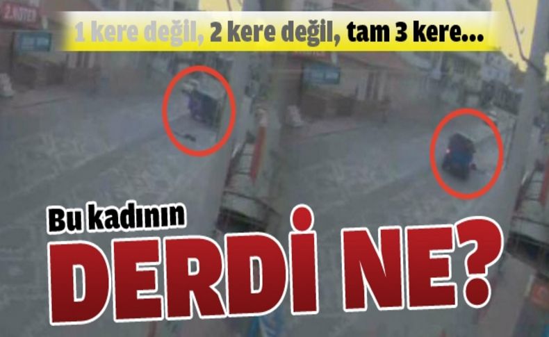 Kendini üç kez araçların önüne atan kadın Mobese’ye yakalandı