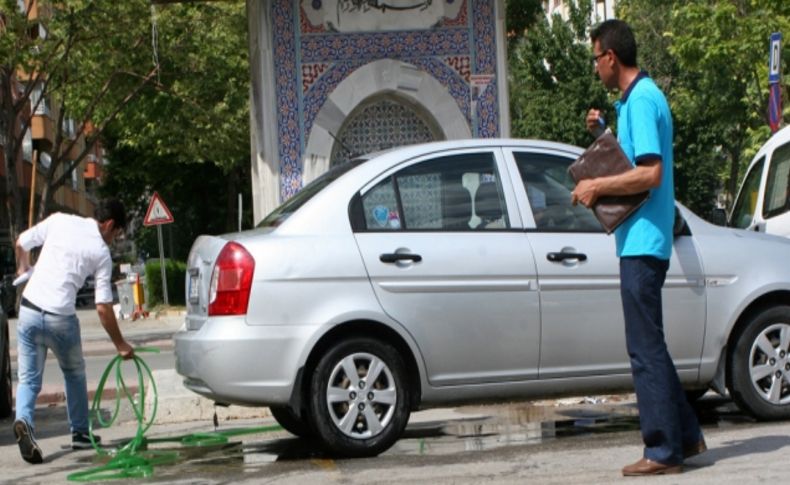 Konya'da 'tatlı su' ile araba yıkayanlara ceza