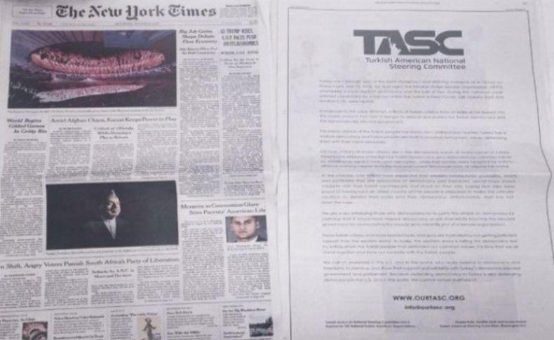 New York Times'ta tam sayfa FETÖ ilanı!