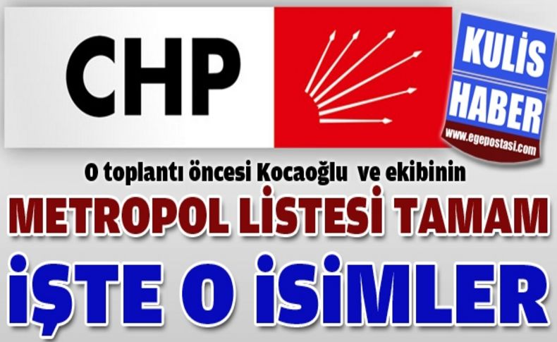 O toplantı öncesi Kocaoğlu ve ekibinin metropol listesi tamam