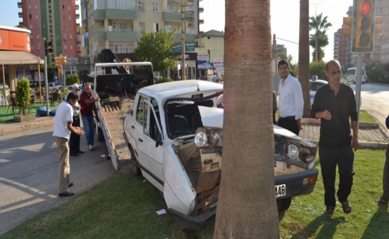 Otomobil palmiye ağacına çarptı: 2 yarı