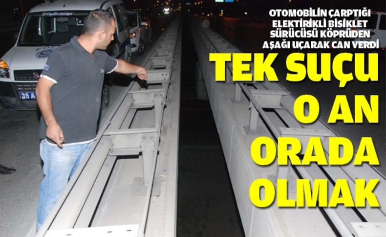 Otomobilin çarptığı bisiklet sürücüsü köprüden düştü