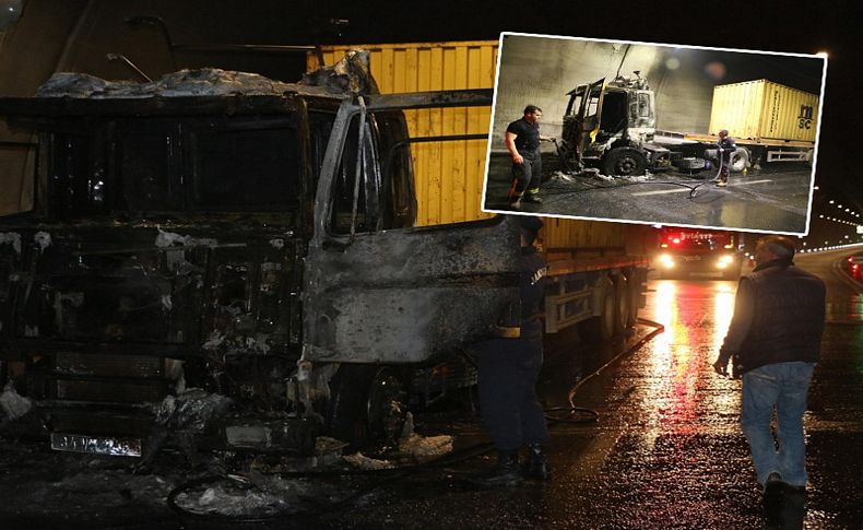 Sabuncubeli Tüneli'nde TIR yangını