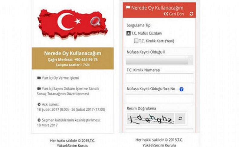 Seçmen sorgulama mobil uygulaması hizmette