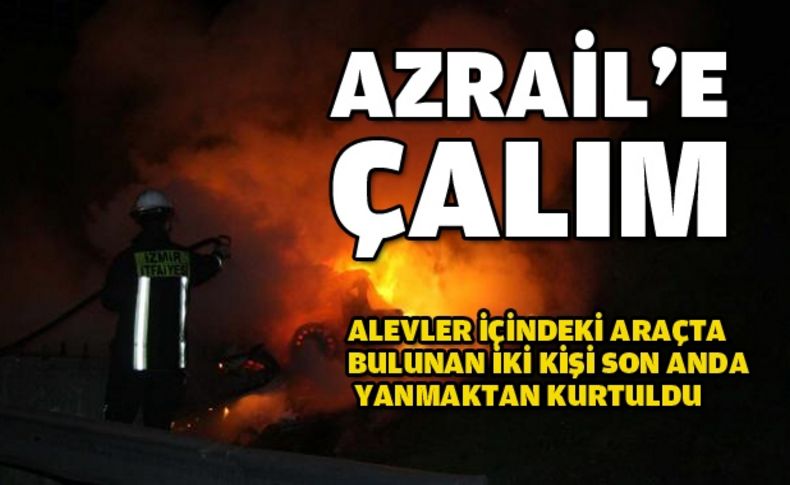 Takla atan araç alevler içinde kaldı