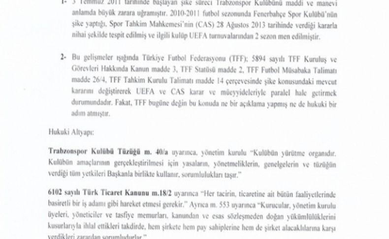 Trabzonspor taraftarı kupa için kulübe ihtarname çekti