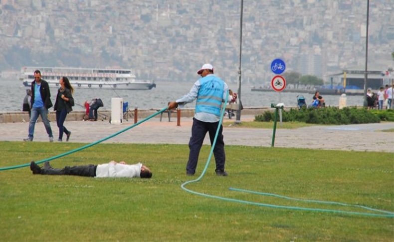 'Uyanın çimleri sulayacağım'