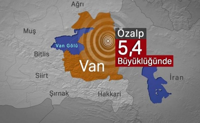 Van'da 5.4 büyüklüğünde deprem